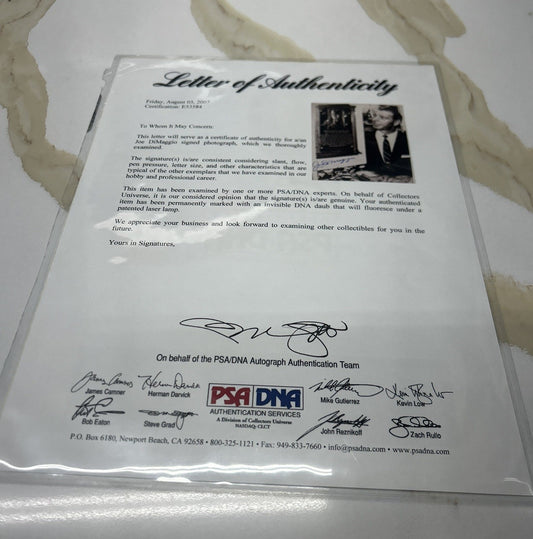 Joe DiMaggio Autographed New York Yankees Framed 8x10 Photo Signed PSA LOA