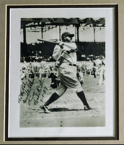 Babe Ruth Signed Swinging Original Photograph Custom Framed JSA LOA Bold READ