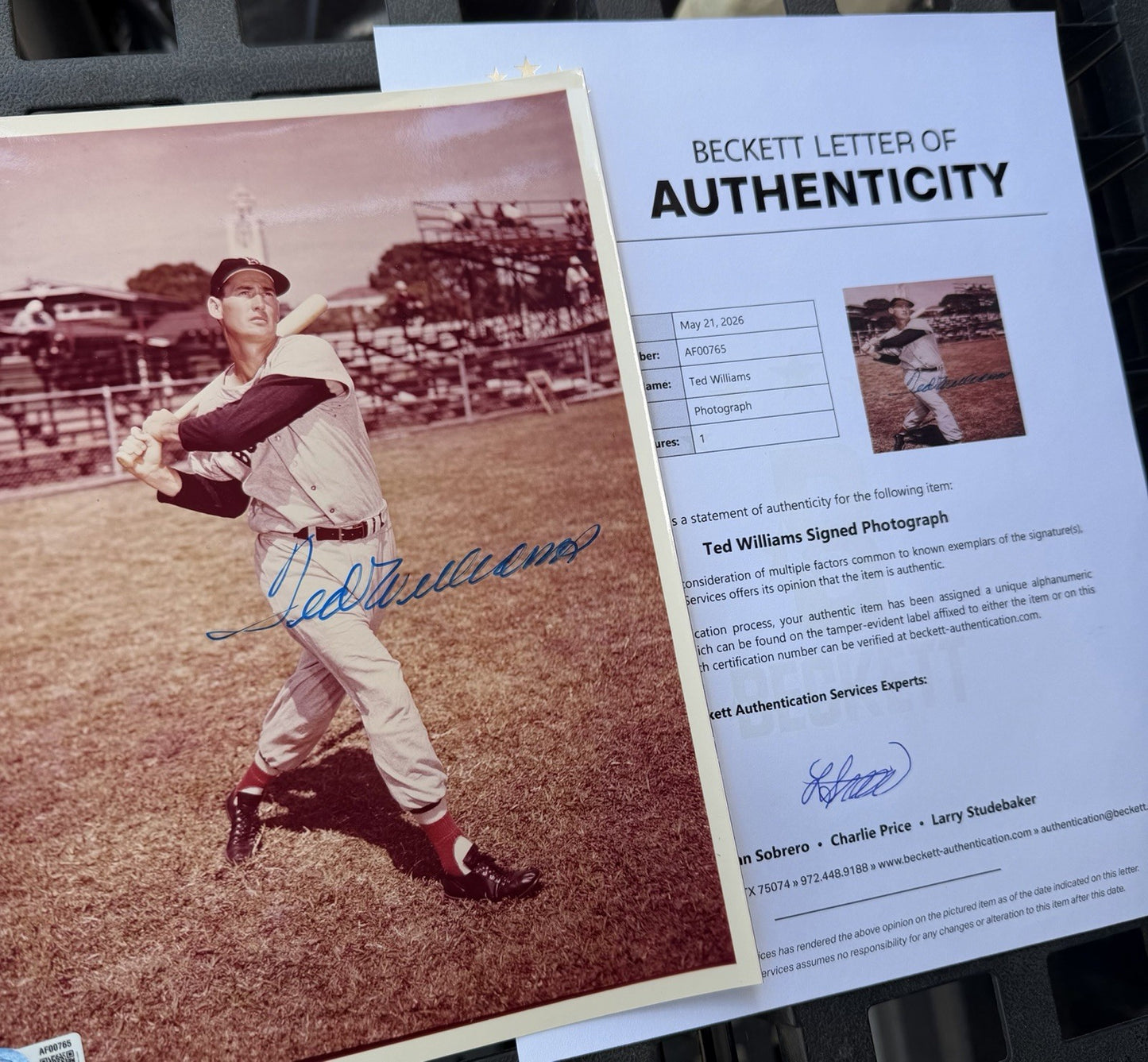 TED WILLIAMS HOF Signed Autograph Auto 8x10 Color Photo Red Sox Beckett COA