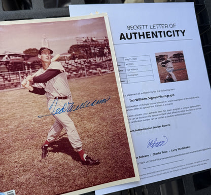 TED WILLIAMS HOF Signed Autograph Auto 8x10 Color Photo Red Sox Beckett COA
