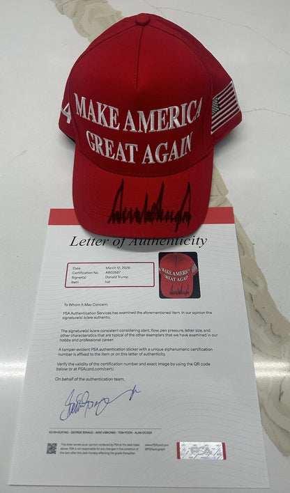 PRESIDENT DONALD J TRUMP SIGNED AUTOGRAPHED MAGA HAT PSA/DNA LOA RARE SIGNATURE