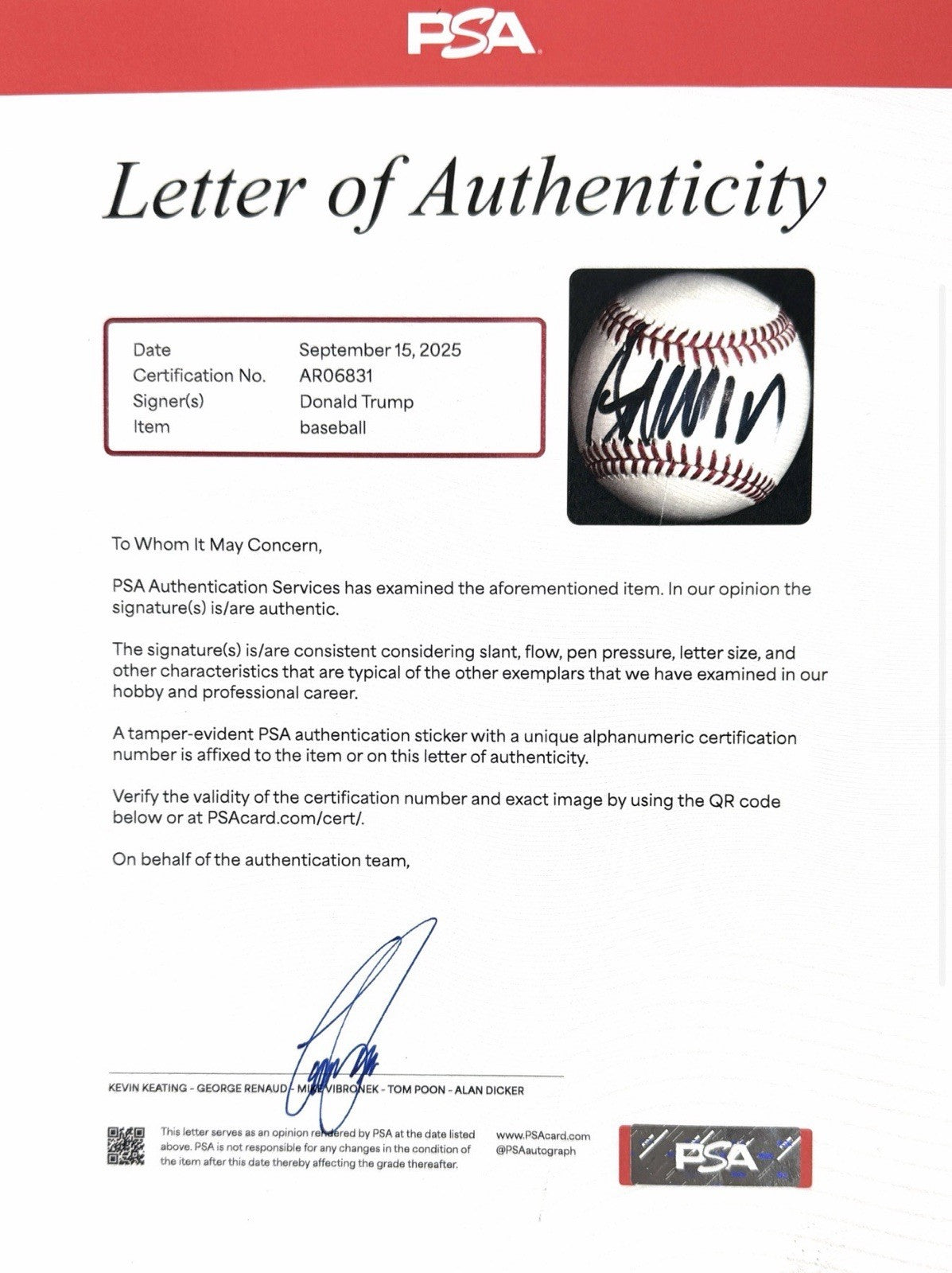 President Donald J Trump Signed/Autographed OML Baseball PSA/DNA LOA