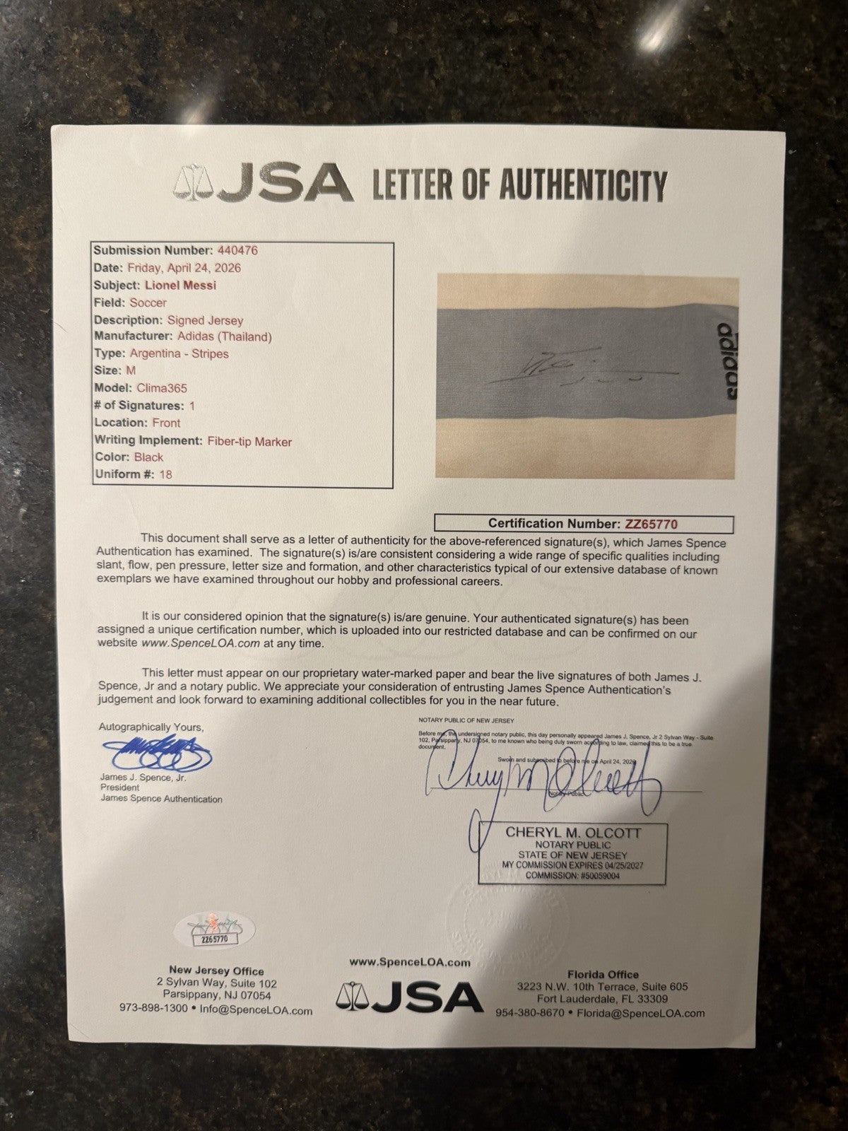 Lionel Messi Signed Jersey Framed Argentina National Team JSA LETTER LOA RARE