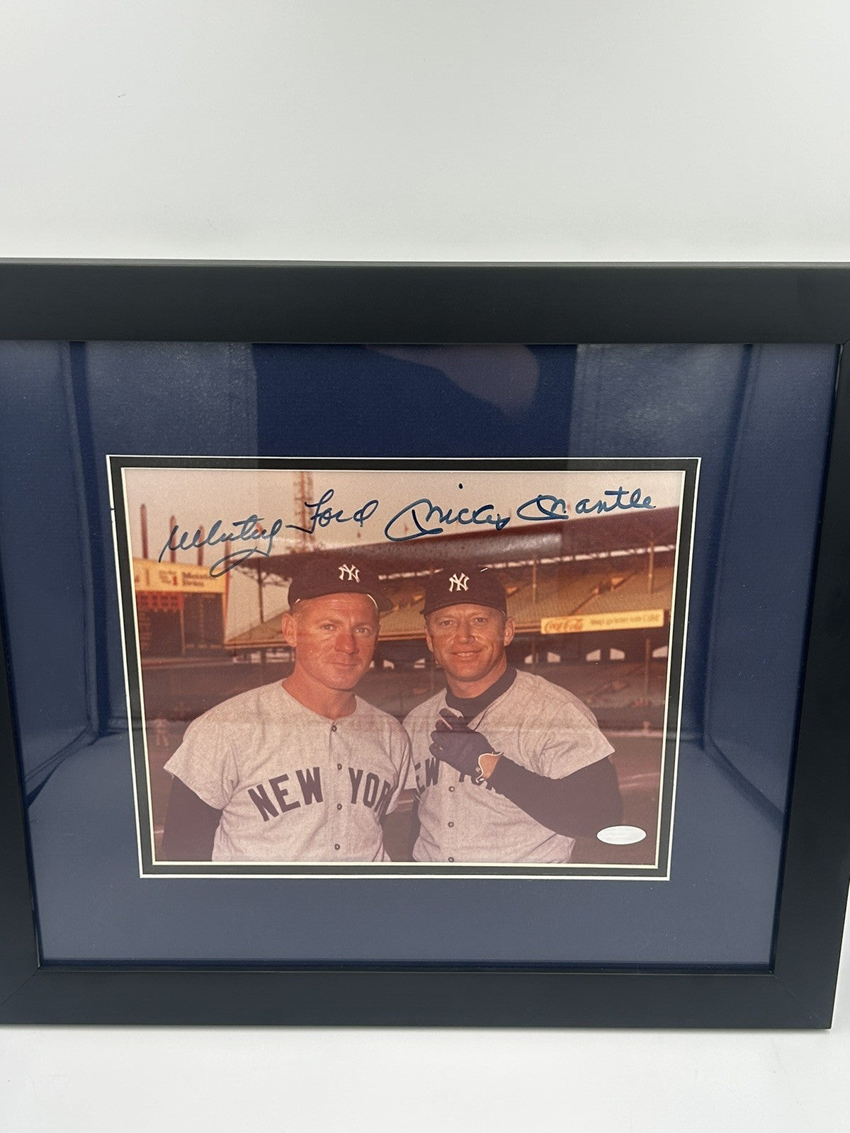 Mickey Mantle Whitey Ford HOF New York Yankees Signed Framed 8x10 Photo Steiner