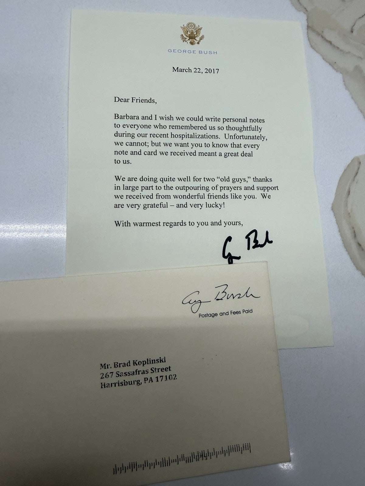 George H W Bush  Signed 2017 Letter Autograph Authentic JSA COA Late In Life