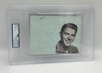 President RONALD REAGAN Signed Cut w/ Vintage Photograph as Actor PSA/DNA Auto