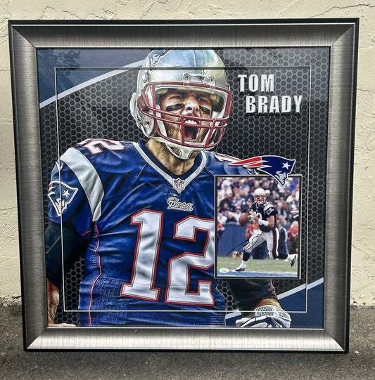 Tom Brady Signed/Custom Framed 8x10 Patriots Photo JSA LOA Rare Inscription Nice