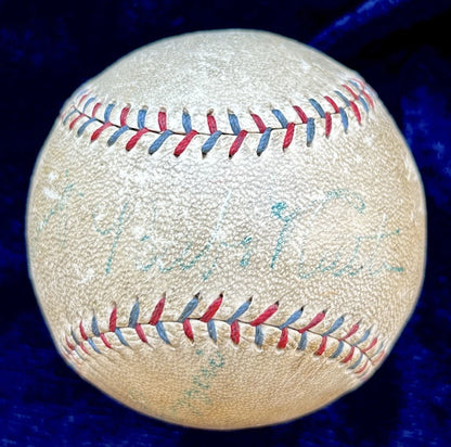 Babe Ruth, Lou Gehrig. 1930 New York Yankees Signed  Baseball JSA LOA RARE