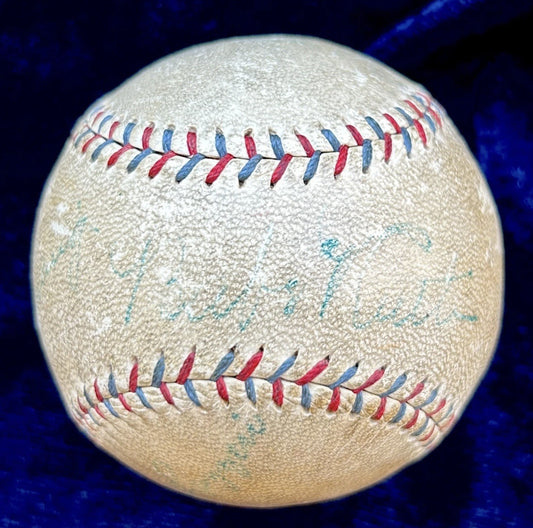 Babe Ruth, Lou Gehrig. 1930 New York Yankees Signed  Baseball JSA LOA RARE