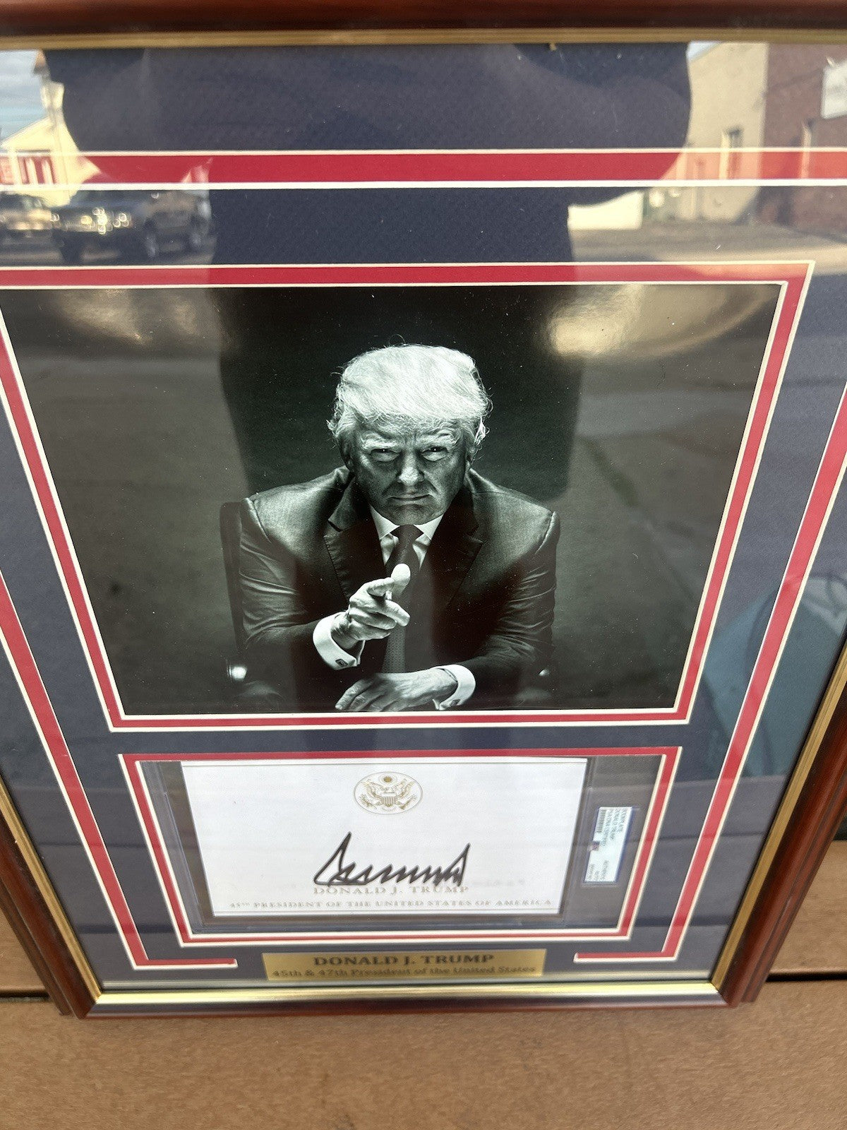 President Donald Trump Signed Autographed Framed Bookplate PSA Encapsulated