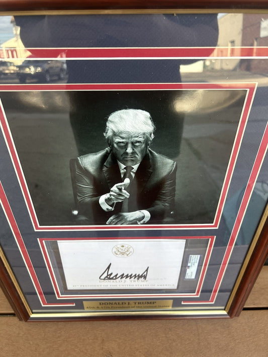 President Donald Trump Signed Autographed Framed Bookplate PSA Encapsulated