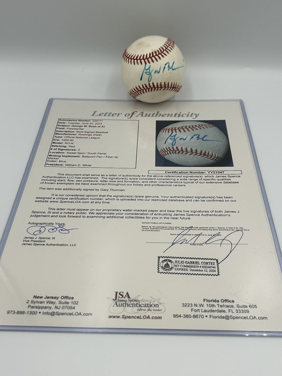 President George W Bush Early Signed Baseball 43rd USA JSA COA Rare Autograph