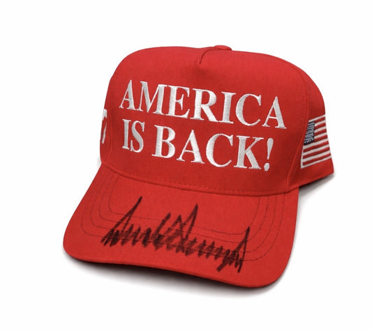 Donald Trump Autographed Signed America Is Back Hat Trump MAGA Rare Signature