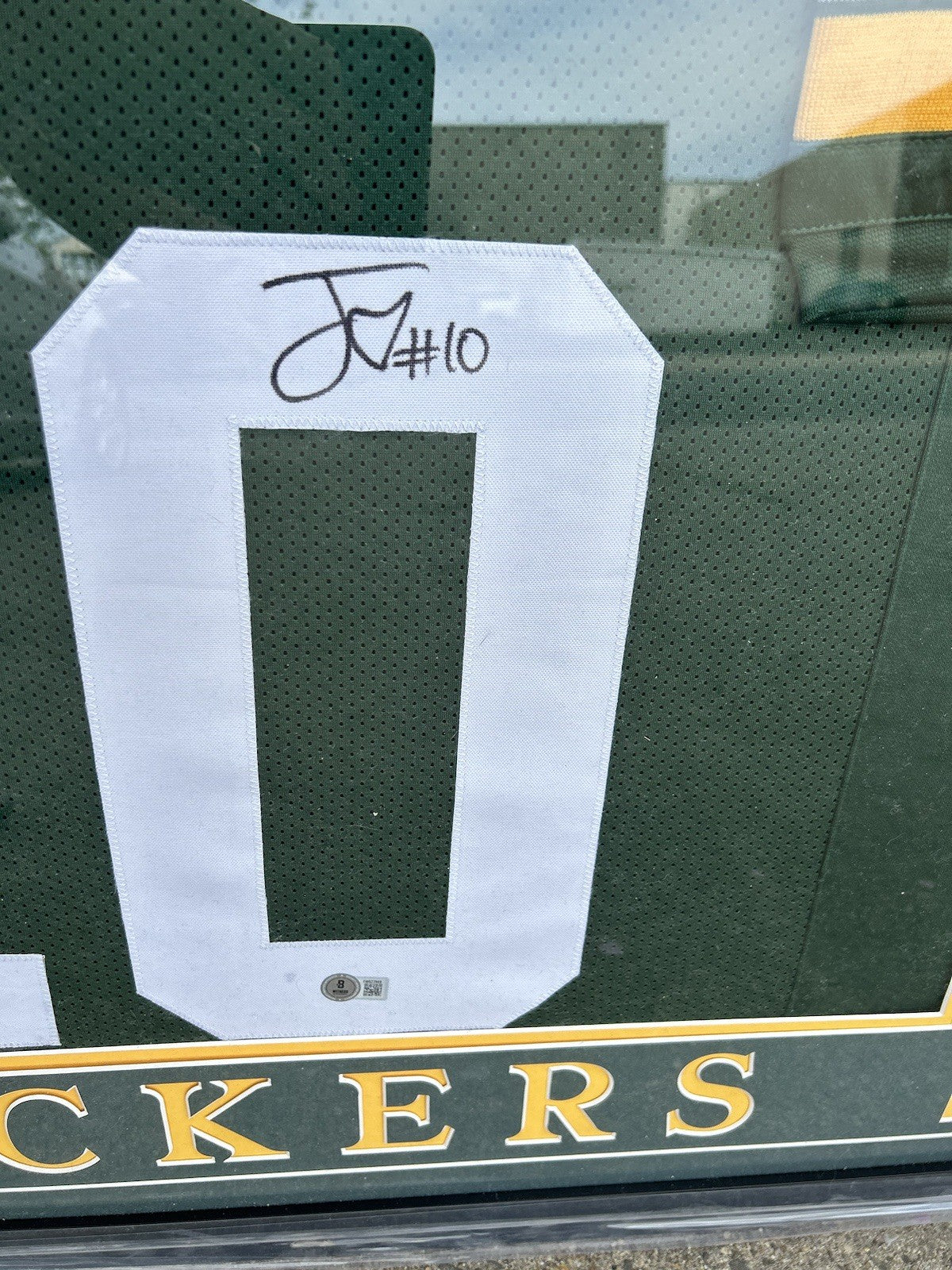 Framed Autographed/Signed Jordan Love  Green Bay Green Jersey Beckett COA
