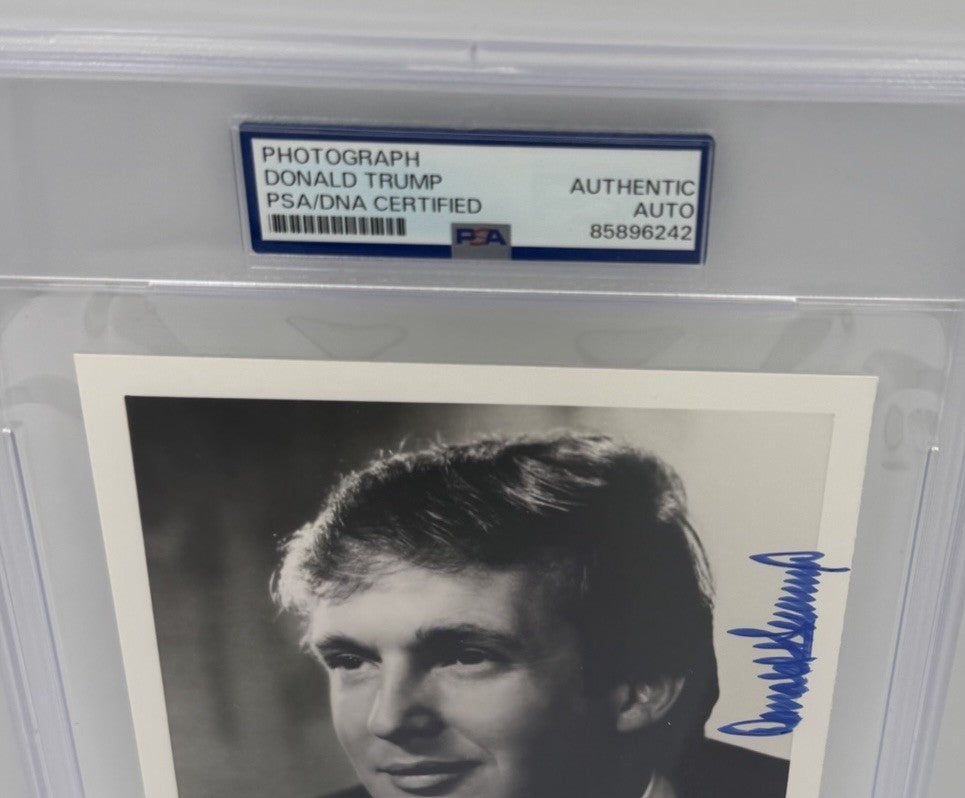 Donald Trump Signed Autograph Very Early Vintage 4x6 Photo Rare PSA Encapsulated