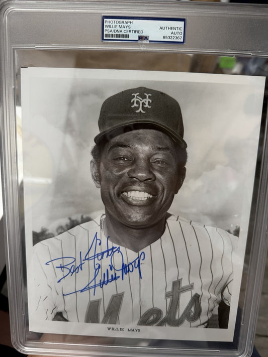 WILLIE MAYS Autograph 8x10 PSA/DNA Photo “Best Wishes” RARE Autograph