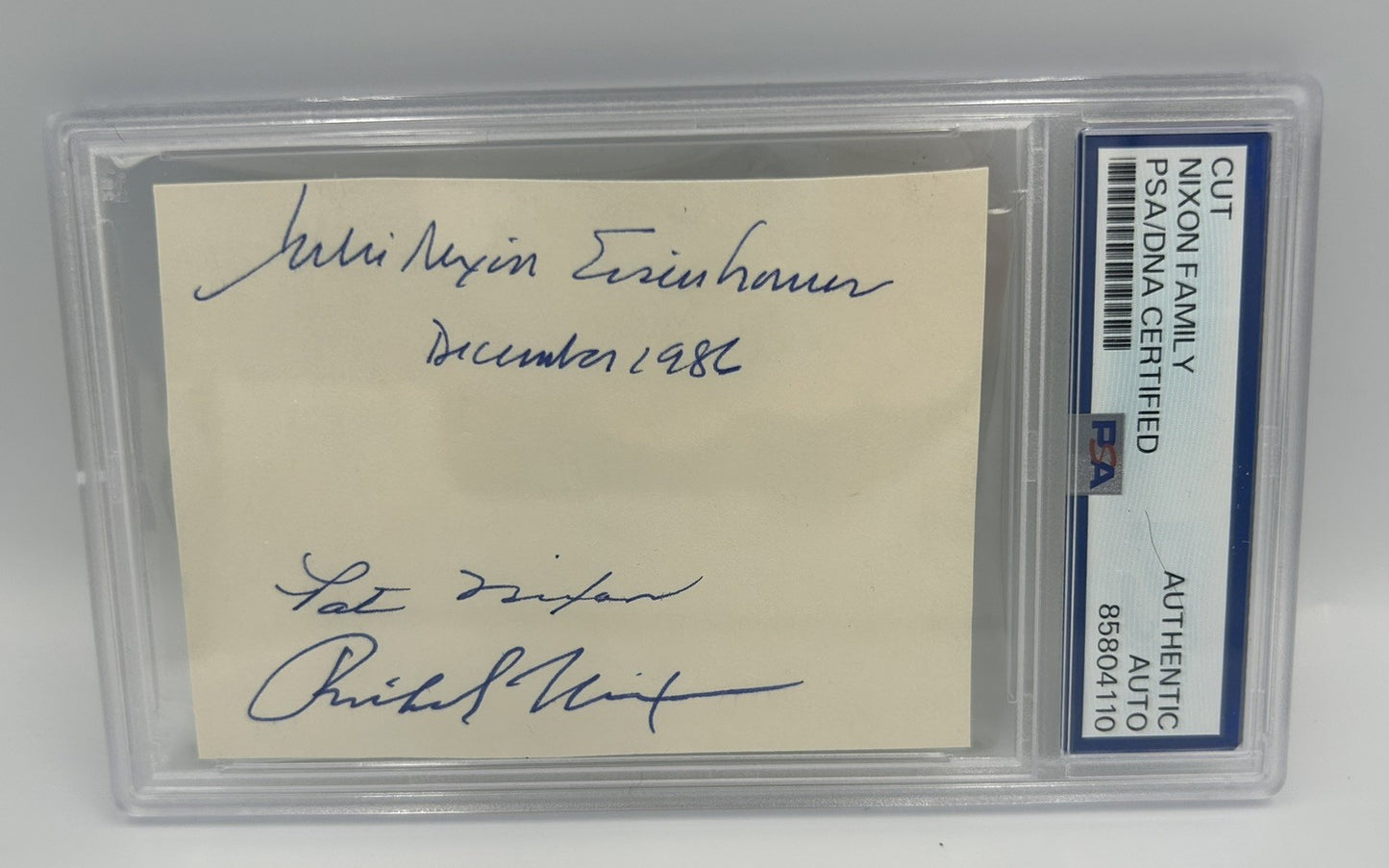 Richard, Pat & Julie Nixon Signed Cut Rare Nixon Family Autograph PSA Encap Rare