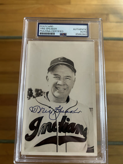 TRIS SPEAKER SIGNED POSTCARD PSA/DNA CERTIFIED AUTHENTIC AUTOGRAPH BASEBALL HOF