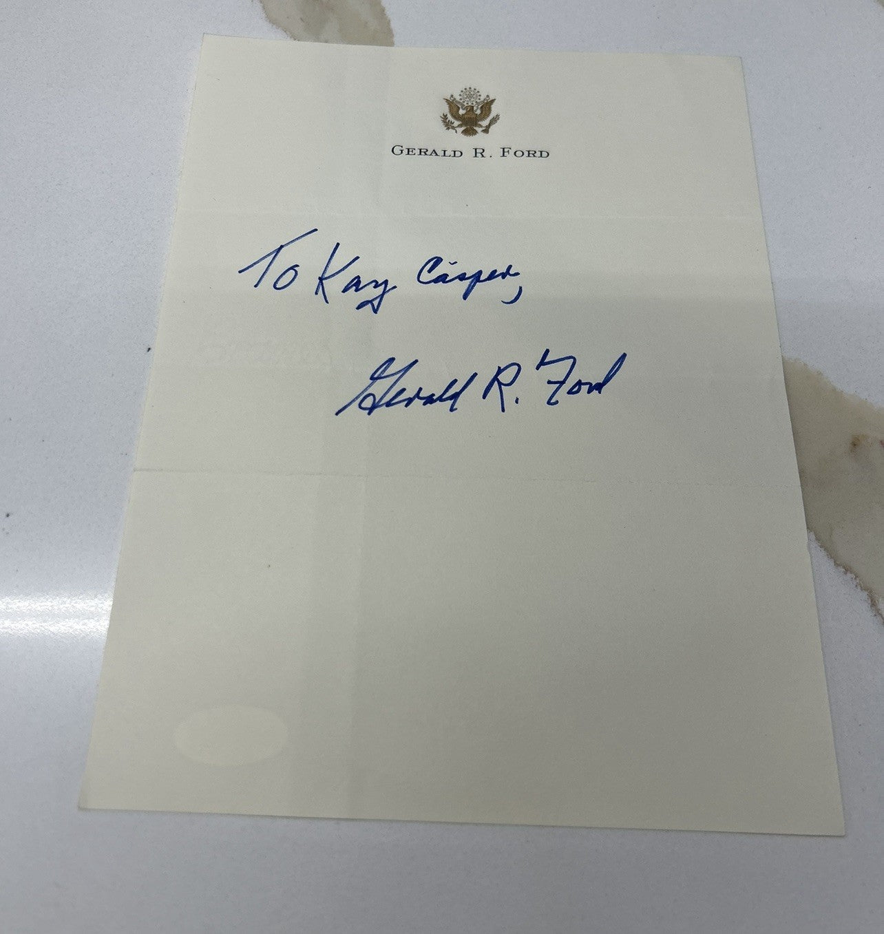 Gerald Ford Autographed Personal Stationary Signed Sheet Rare Autograph JSA COA
