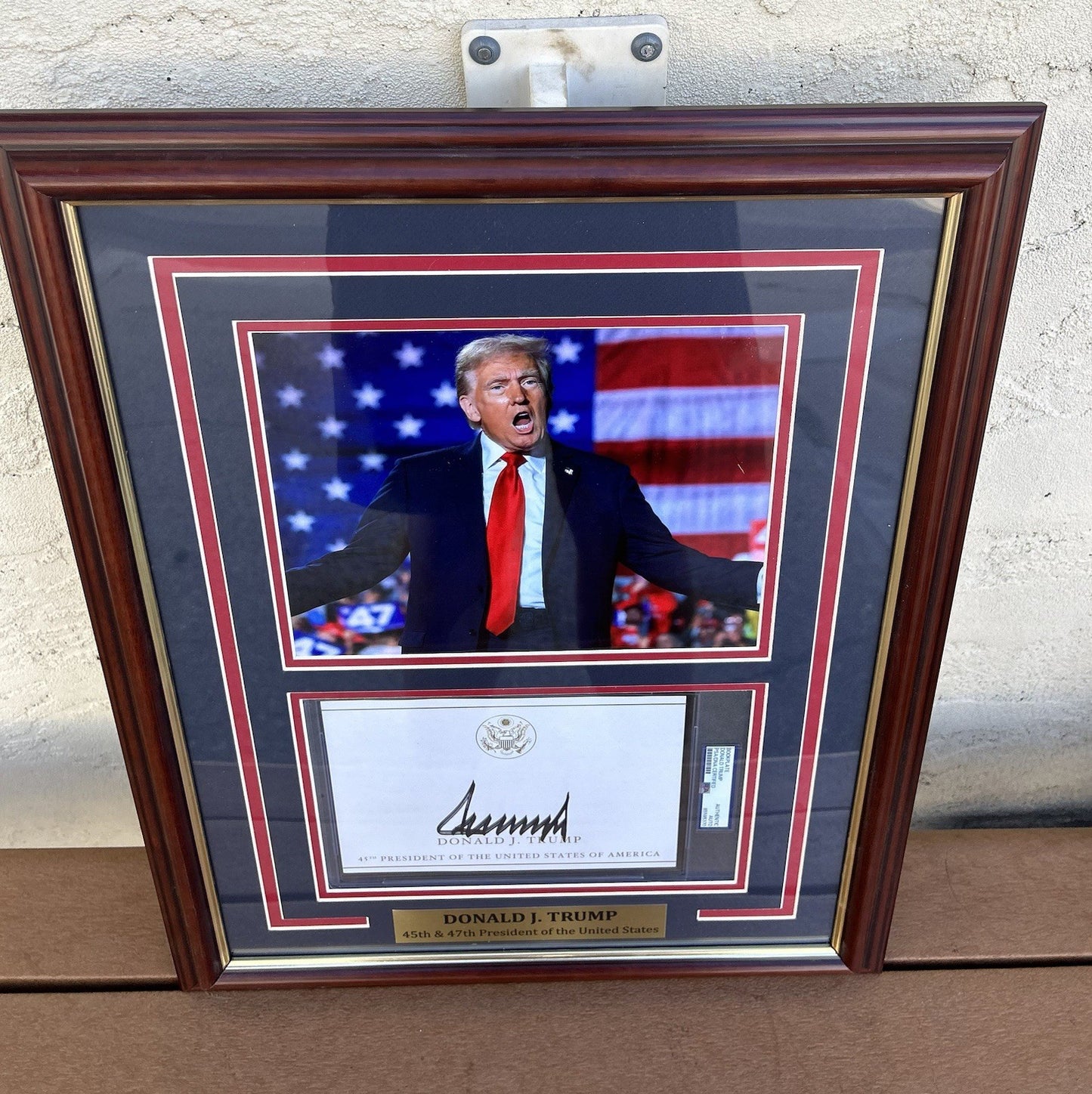 President Donald Trump Signed Autographed Framed Bookplate PSA Encapsulated
