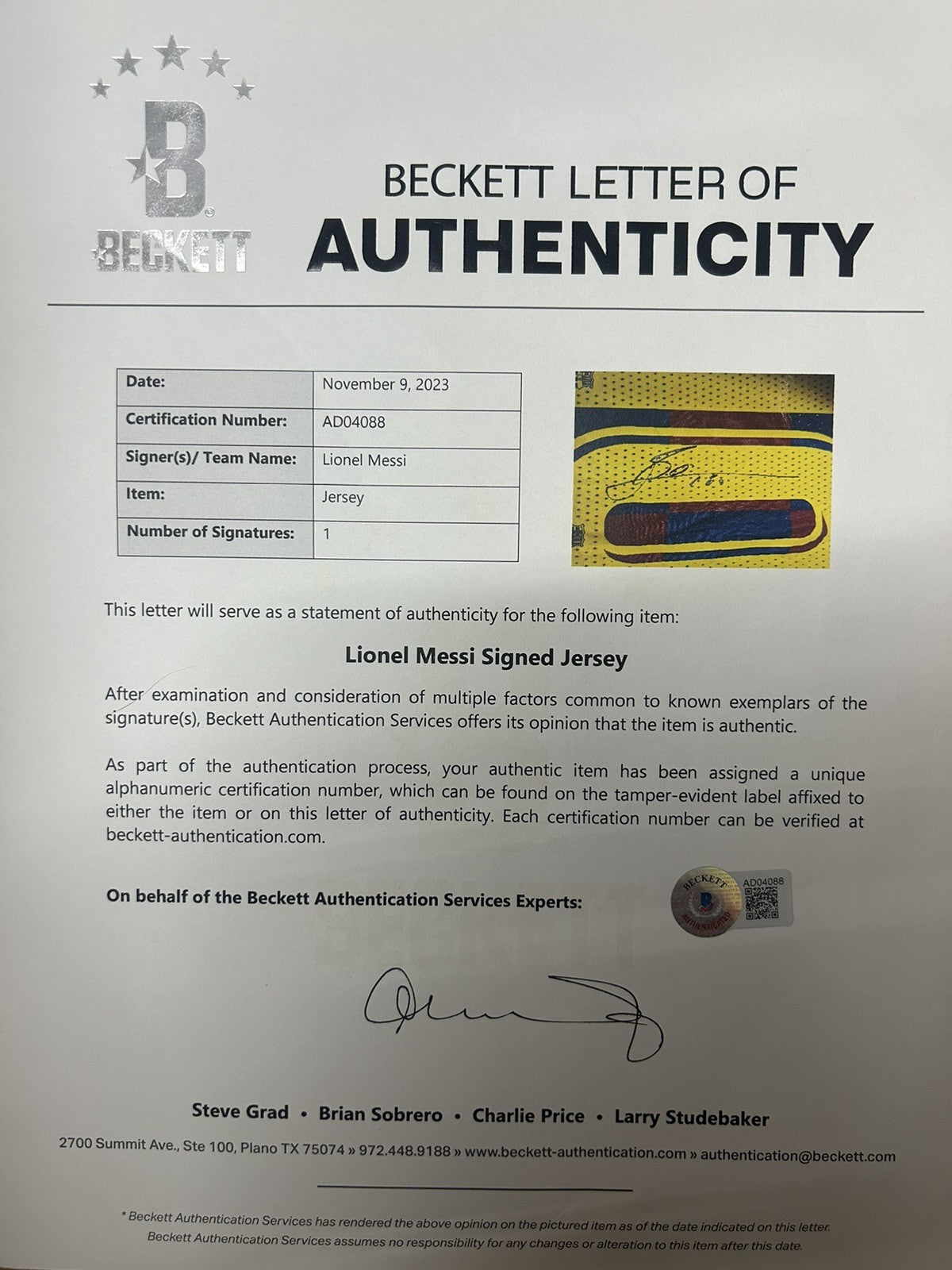 Framed Autographed/Signed Lionel Messi  FC Barcelona Jersey Beckett BAS LOA RARE