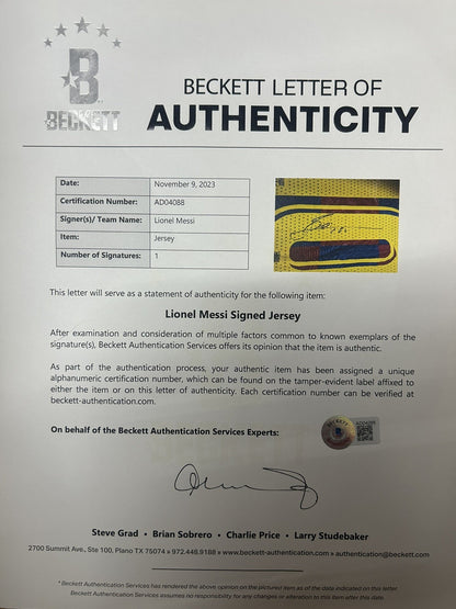 Framed Autographed/Signed Lionel Messi  FC Barcelona Jersey Beckett BAS LOA RARE