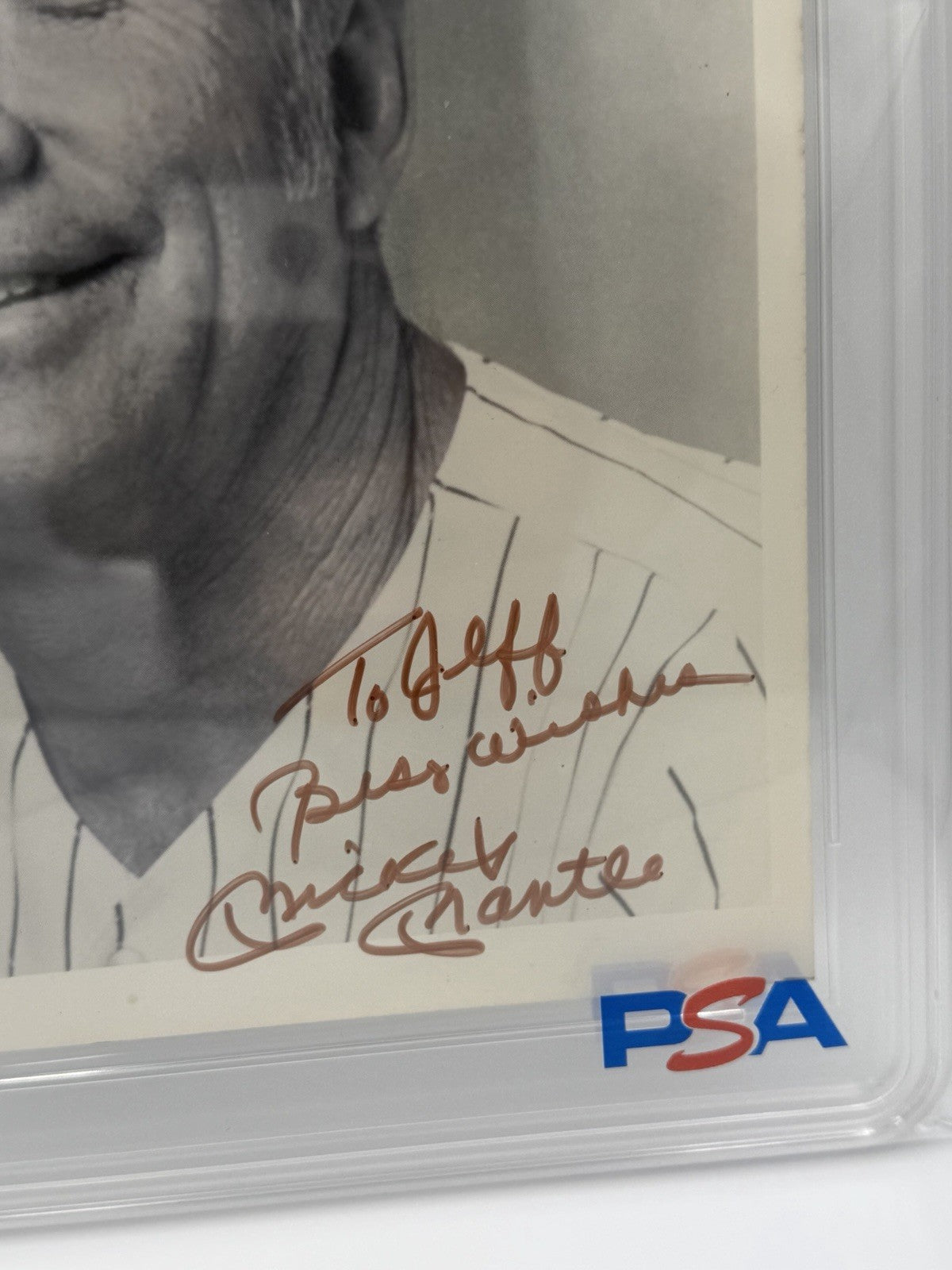 MICKEY MANTLE AUTOGRAPHED 8x10 Photo PSA/DNA SLABBED Photo Rare “TO JEFF”