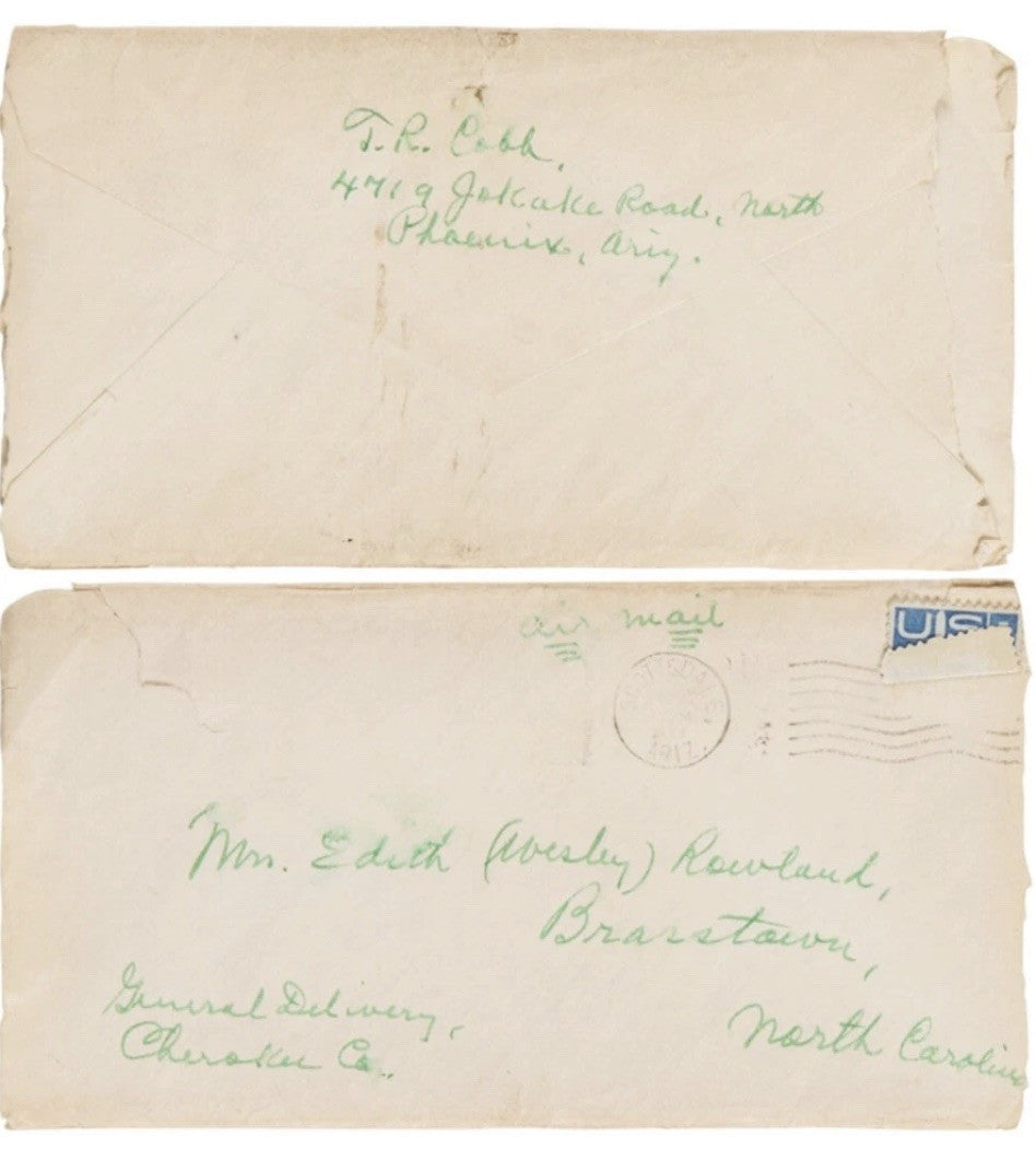 Ty Cobb Signed Envelope Addressed to North Carolina PSA & BAS (Beckett) Auto