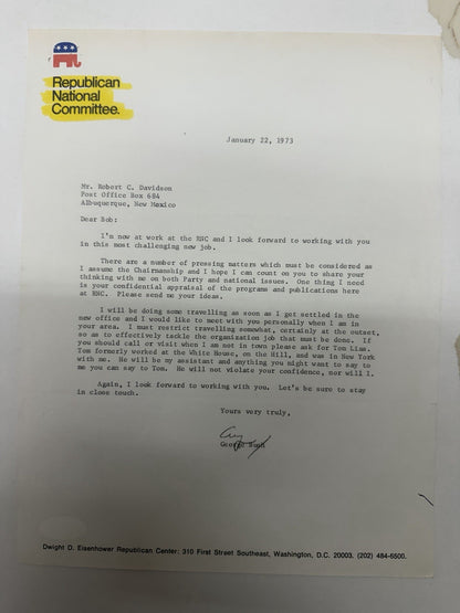 George HW Bush Rare RNC Chairman Signed Letter Early Signature Authentic Auto