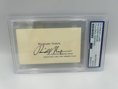 RICHARD NIXON Autographed Personal BUSINESS CARD Signed PSA Encapsulated Rare