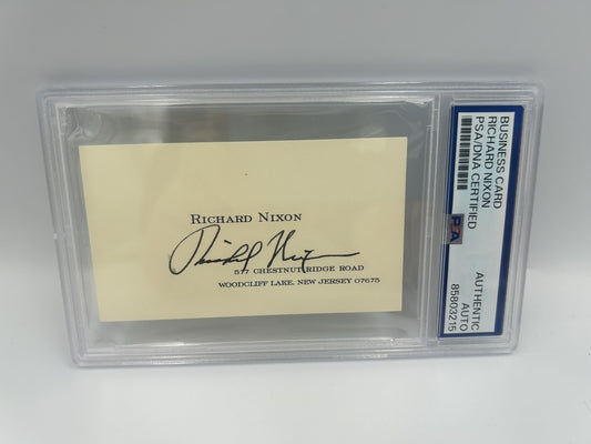 RICHARD NIXON Autographed Personal BUSINESS CARD Signed PSA Encapsulated Rare