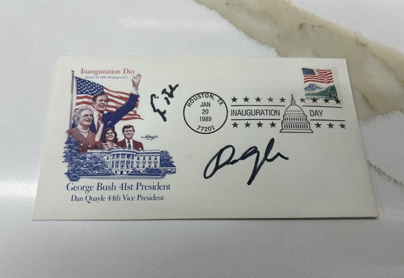 George H. W. Bush & Quayle US President Signed Autograph Rare  FDC JSA