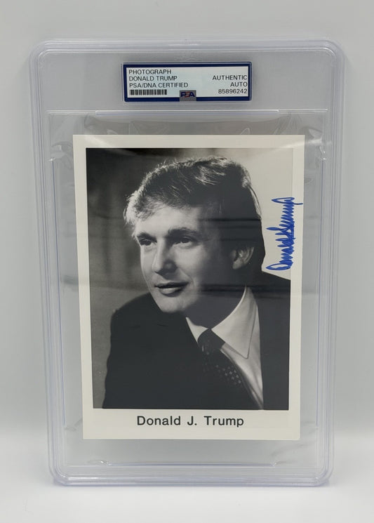 Donald Trump Signed Autograph Very Early Vintage 4x6 Photo Rare PSA Encapsulated