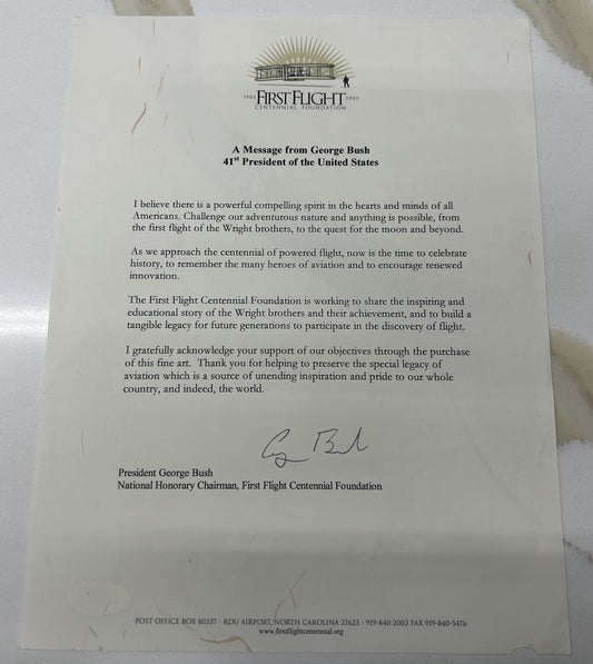 George HW Bush  First Flight Centennial Foundation Signed Letter Chairman JSA
