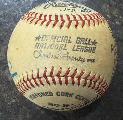 Joe Dimaggio Sandy Koufax Vin Scully +8 HOF Singer Multi Signed Baseball JSA LOA