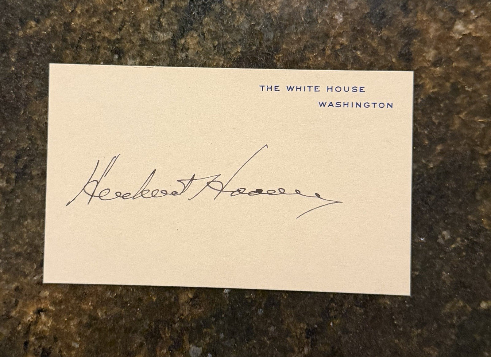 President Herbert Hoover Signed White House Card Rare Autograph