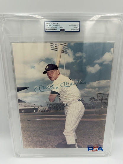 MICKEY MANTLE AUTOGRAPHED 8x10 Photo PSA/DNA SLABBED Photo Rare Signed Photo
