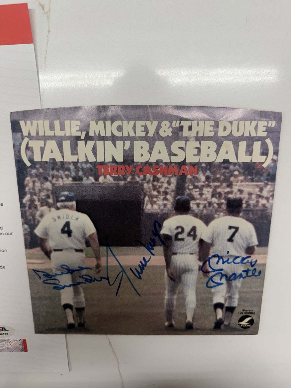 Willie Mays, Mickey Mantle, Duke Snider Multi Signed Record Cover Autograph PSA