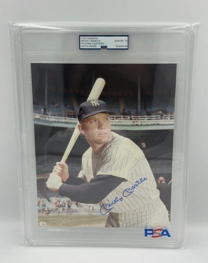 Mickey Mantle New York Yankees Baseball Autographed 8x10 Photo PSA SLAB Grade 10