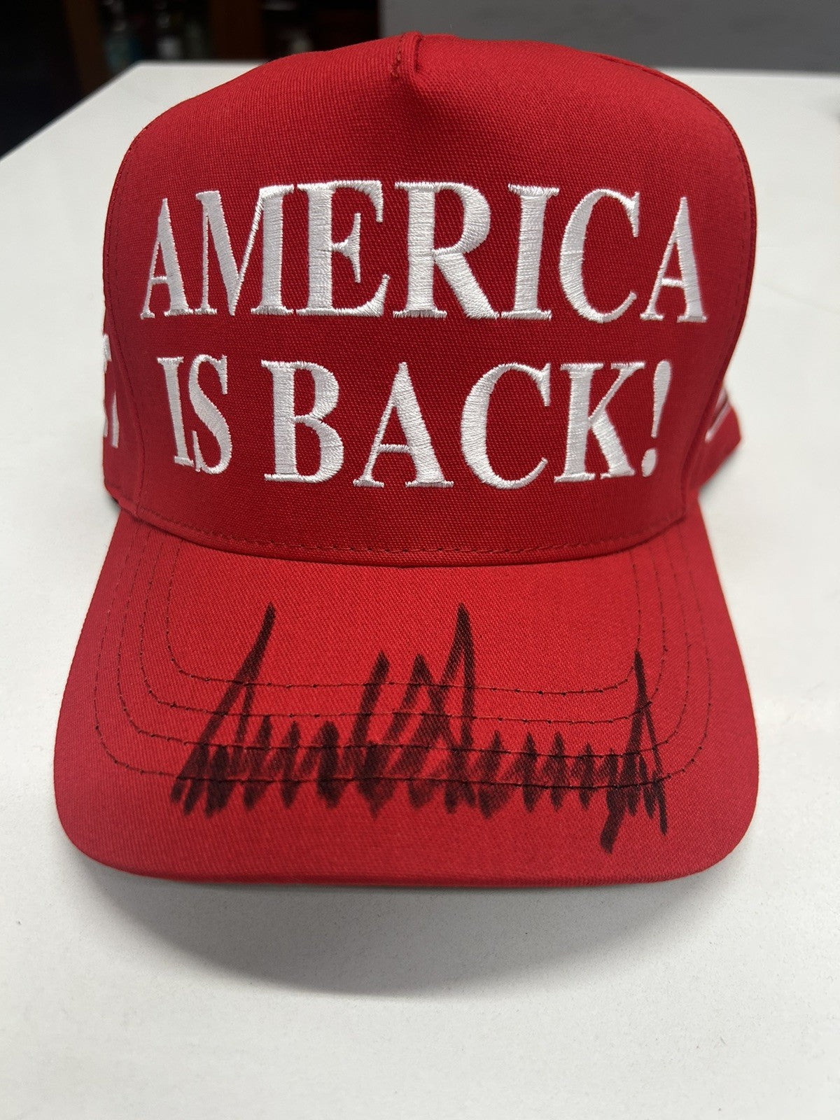 Donald Trump Autographed Signed America Is Back Hat Trump MAGA Rare Signature