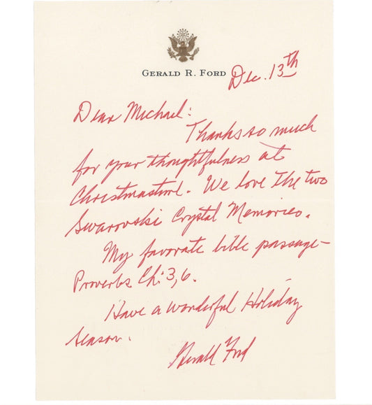 Gerald Ford Handwritten Autograph Letter Signed Favorite Bible Verse