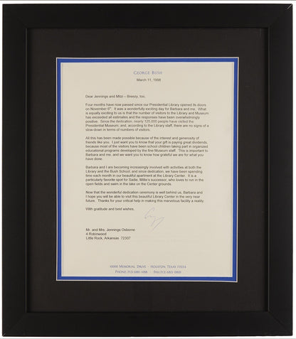 President George H.W. Bush-Signed Letter from 1998 Custom Framed