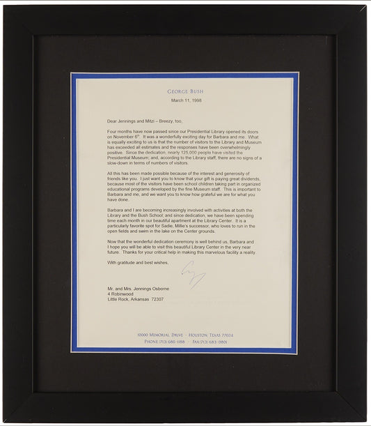 President George H.W. Bush-Signed Letter from 1998 Custom Framed