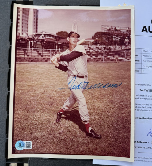 TED WILLIAMS HOF Signed Autograph Auto 8x10 Color Photo Red Sox Beckett COA