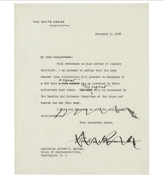 FRANKLIN D. ROOSEVELT - TYPED LETTER SIGNED 02/06/1935