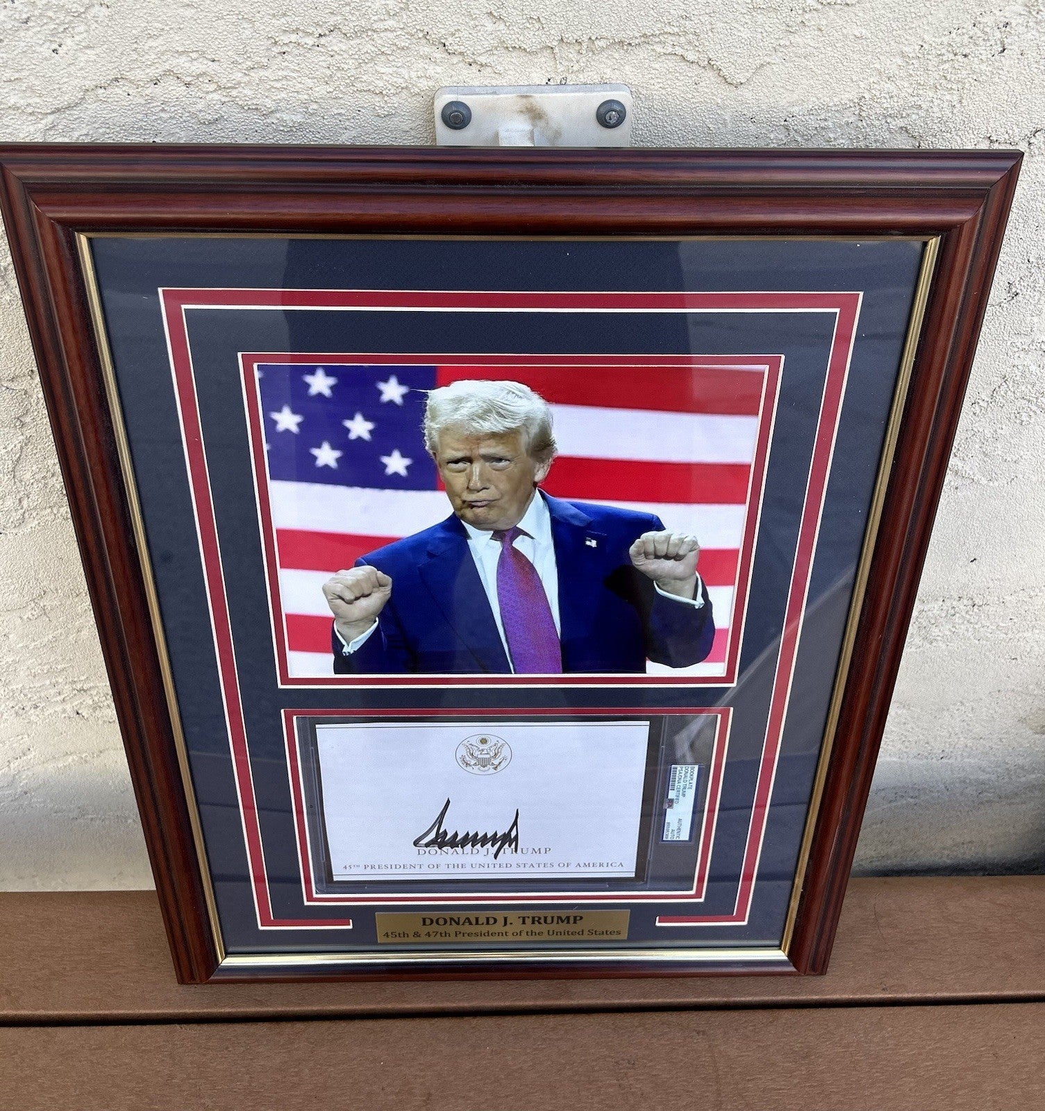 President Donald Trump Signed Autographed Framed Bookplate PSA Encapsulated