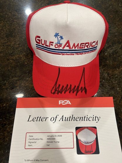 Donald Trump Autographed Signature Gulf Of America Hat PSA Authenticated LOA