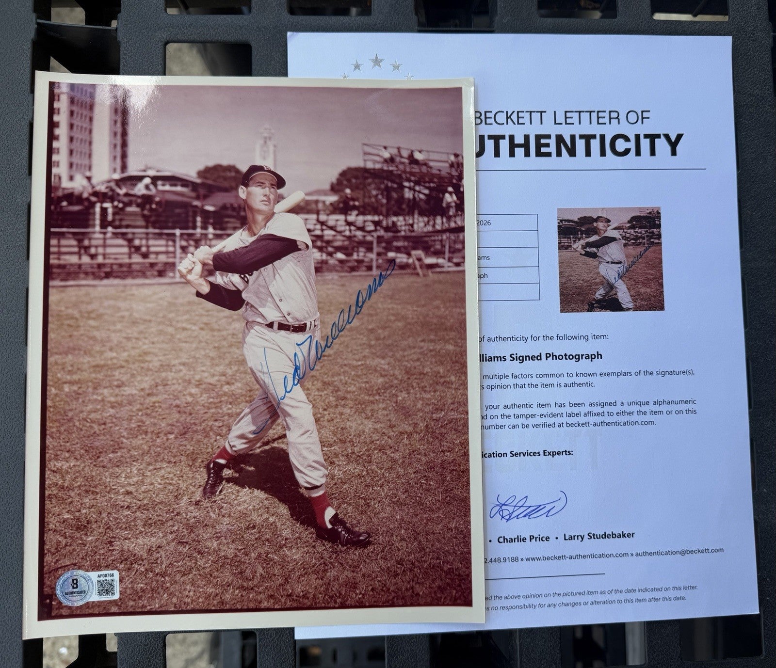TED WILLIAMS HOF Signed Autograph Auto 8x10 Color Photo Red Sox Beckett COA