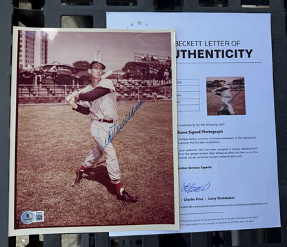 TED WILLIAMS HOF Signed Autograph Auto 8x10 Color Photo Red Sox Beckett COA