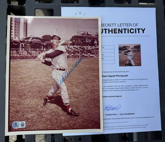 TED WILLIAMS HOF Signed Autograph Auto 8x10 Color Photo Red Sox Beckett COA